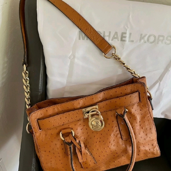 🥳HP🥳Michael Kors Brown Gold Hamilton Leather Tote Bag - Picture 13 of 14